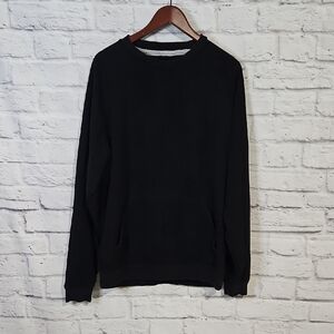 Black Knit Sweatshirt with Crew Neck and Long Sleeves